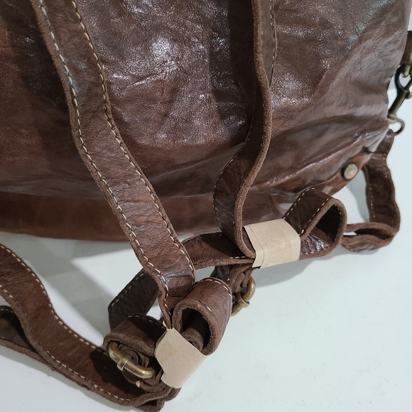 LANGELLOTTI Leather Brown Boho Convertible Bag - Picture 6 of 13